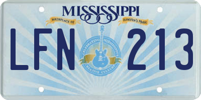MS license plate LFN213