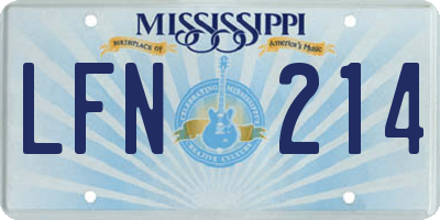 MS license plate LFN214