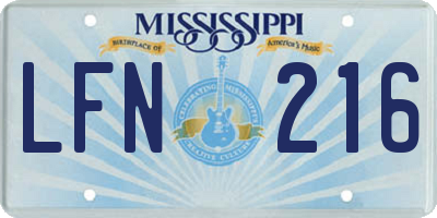 MS license plate LFN216