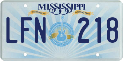 MS license plate LFN218