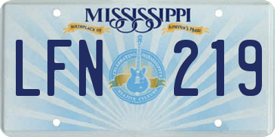 MS license plate LFN219
