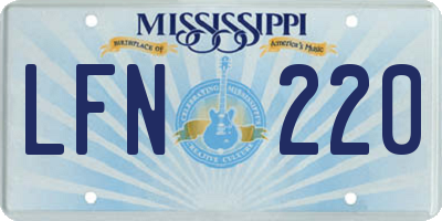 MS license plate LFN220