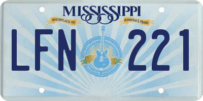 MS license plate LFN221