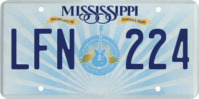 MS license plate LFN224