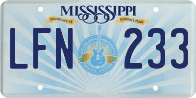 MS license plate LFN233