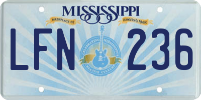 MS license plate LFN236