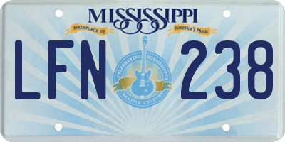 MS license plate LFN238