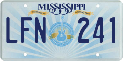 MS license plate LFN241