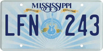 MS license plate LFN243