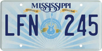 MS license plate LFN245