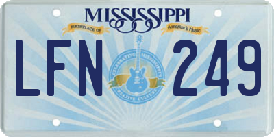 MS license plate LFN249