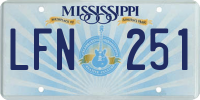 MS license plate LFN251