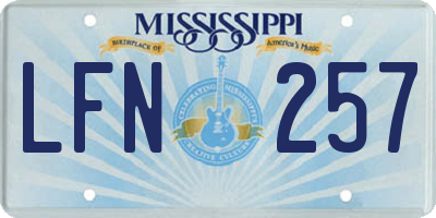 MS license plate LFN257