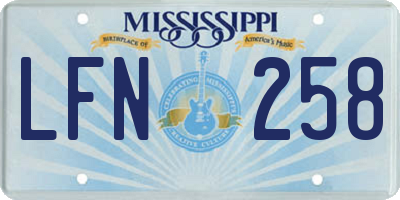 MS license plate LFN258