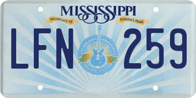 MS license plate LFN259