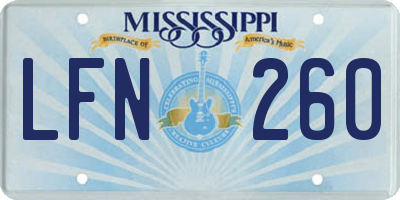 MS license plate LFN260