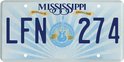MS license plate LFN274