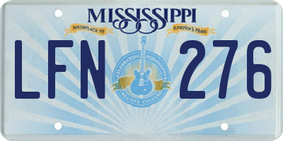 MS license plate LFN276