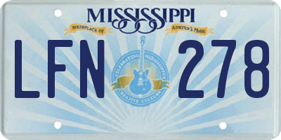 MS license plate LFN278