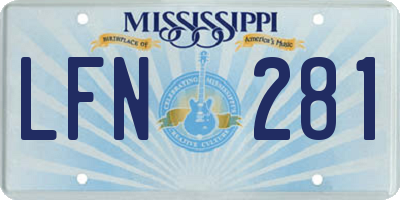 MS license plate LFN281