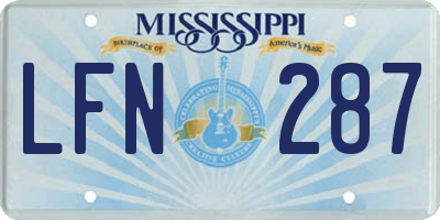 MS license plate LFN287