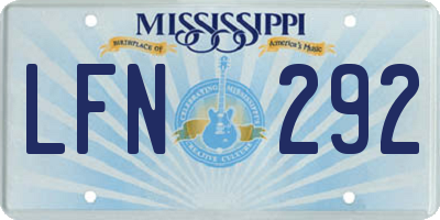 MS license plate LFN292