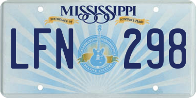 MS license plate LFN298