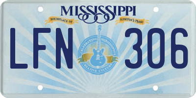 MS license plate LFN306