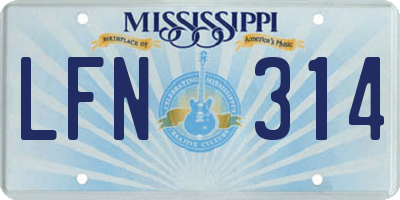 MS license plate LFN314