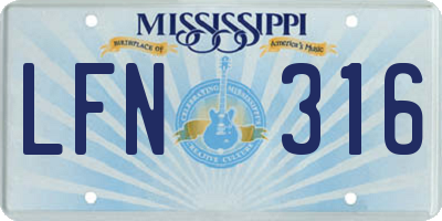 MS license plate LFN316
