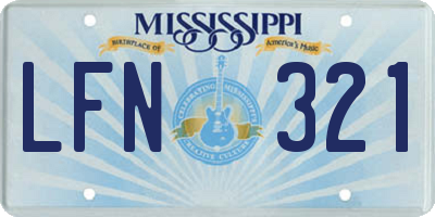 MS license plate LFN321
