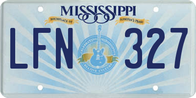 MS license plate LFN327