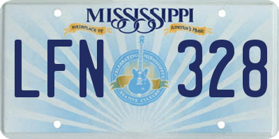 MS license plate LFN328