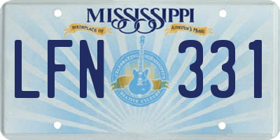 MS license plate LFN331