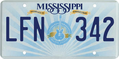 MS license plate LFN342