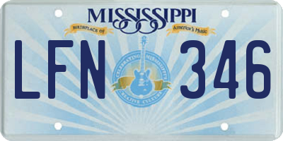 MS license plate LFN346
