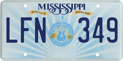MS license plate LFN349