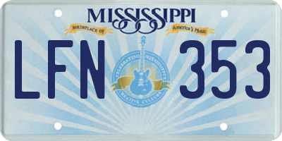 MS license plate LFN353