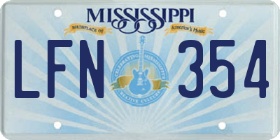 MS license plate LFN354