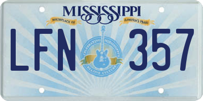 MS license plate LFN357