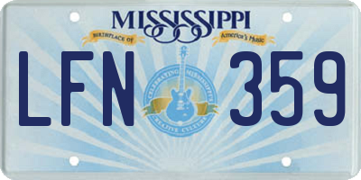 MS license plate LFN359