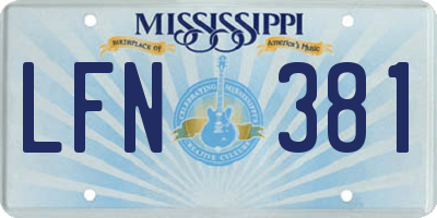 MS license plate LFN381