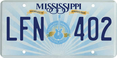 MS license plate LFN402
