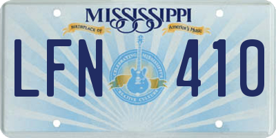 MS license plate LFN410