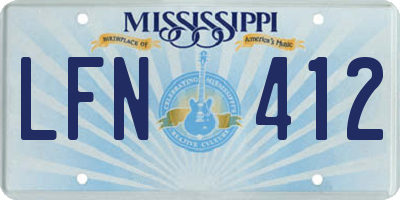 MS license plate LFN412