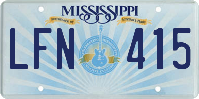 MS license plate LFN415