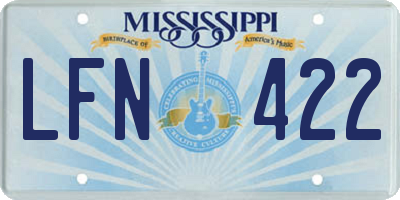 MS license plate LFN422