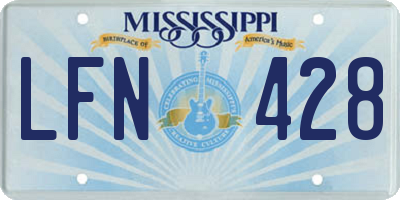 MS license plate LFN428