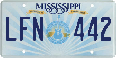 MS license plate LFN442