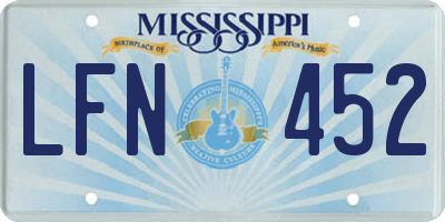 MS license plate LFN452